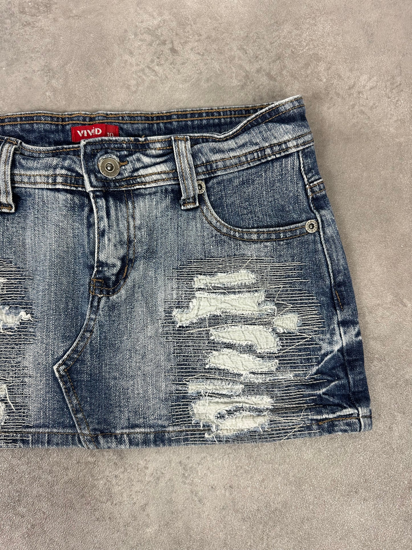 Low rise denim mini skirt