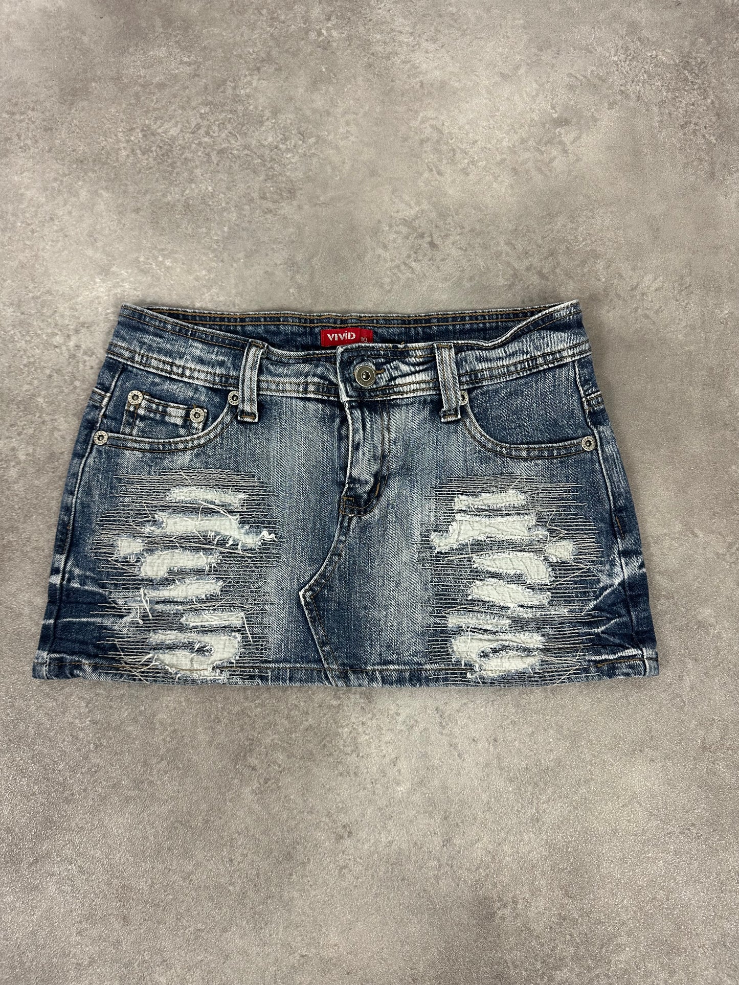 Low rise denim mini skirt