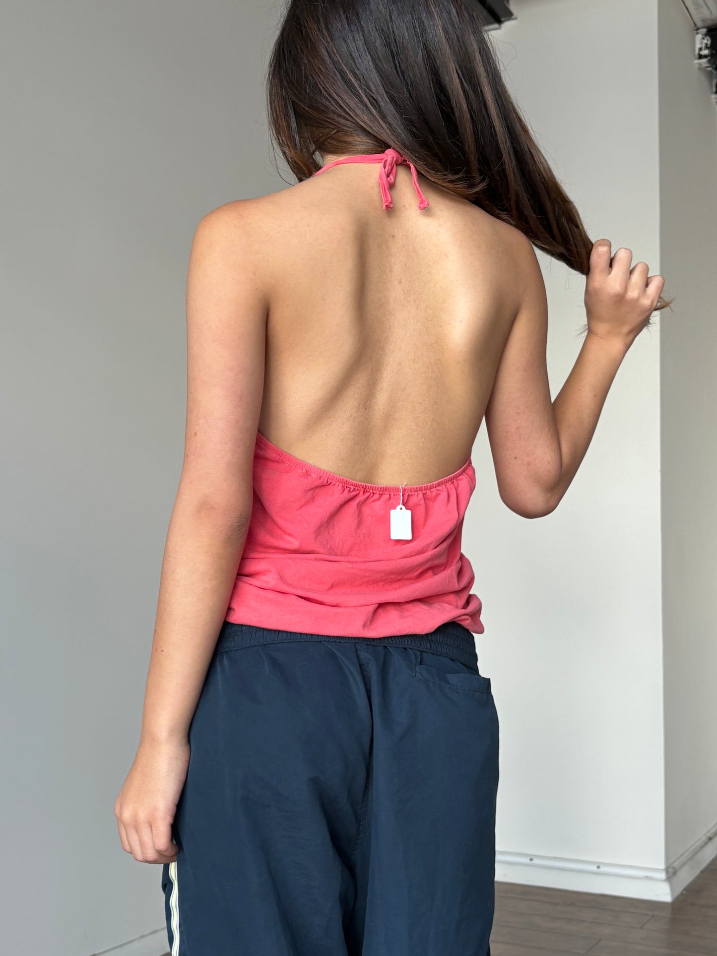 Pink detailed halter top
