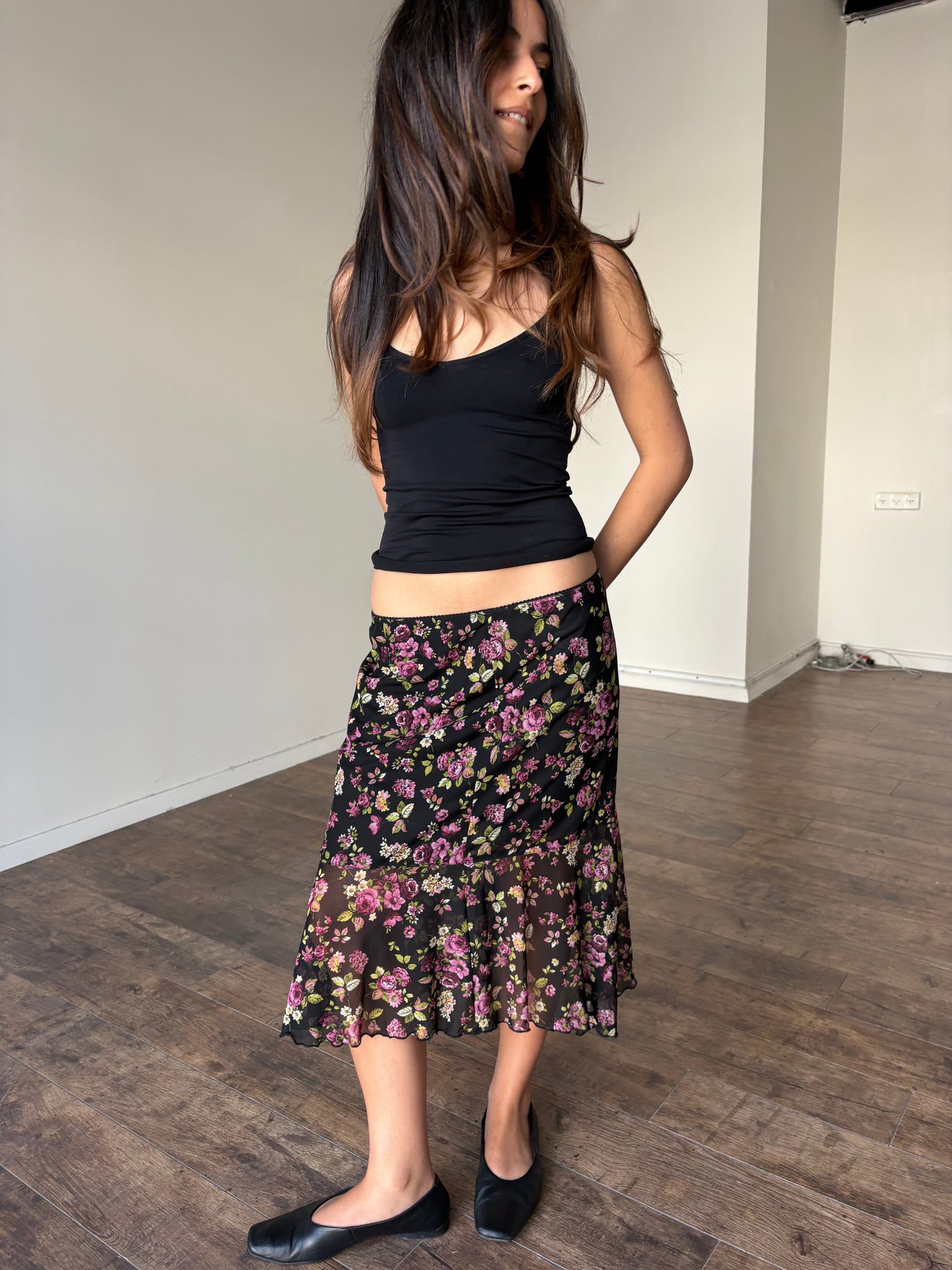 Flowery print type skirt
