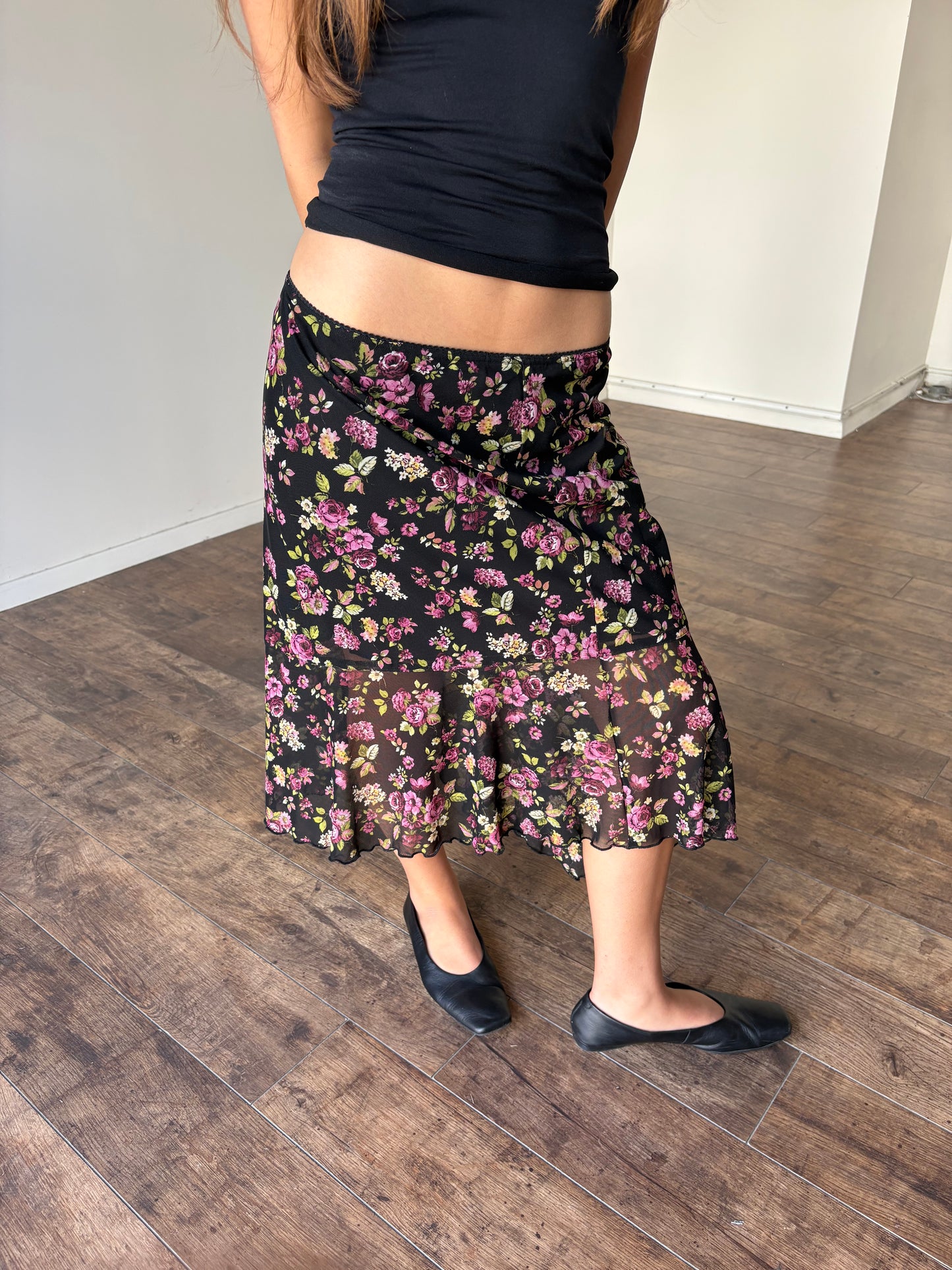 Flowery print type skirt