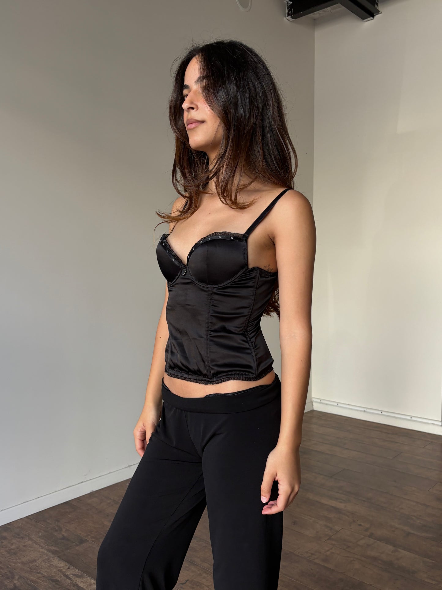 Heart charm black corset