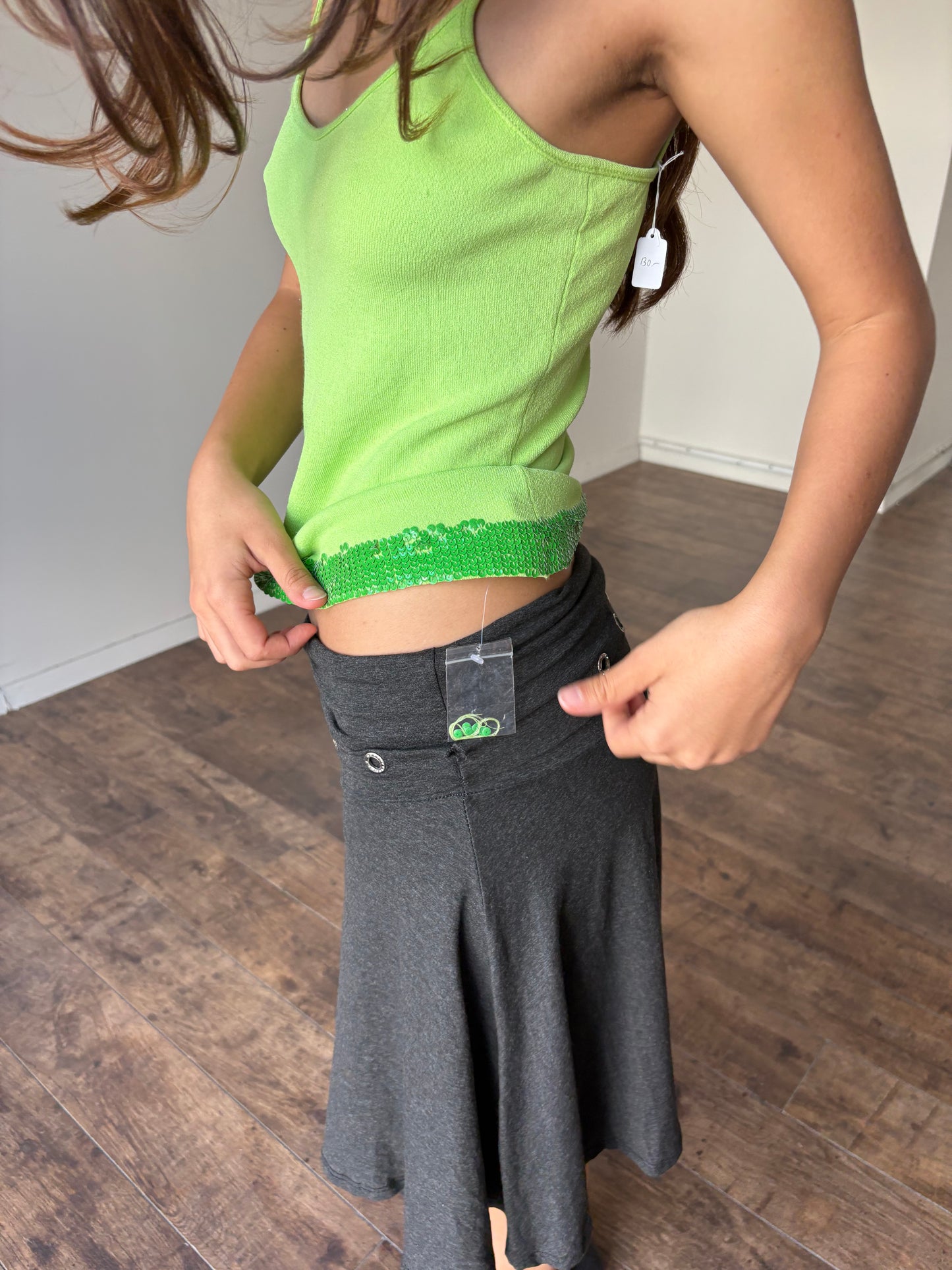 Green sequins detailed top