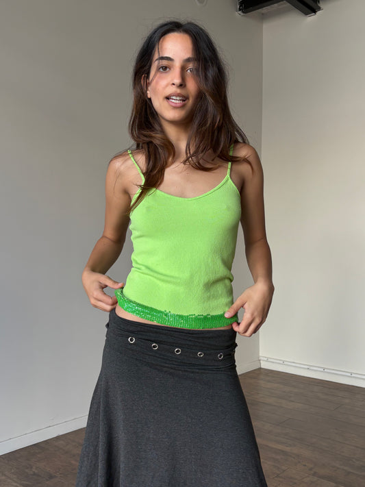 Green sequins detailed top