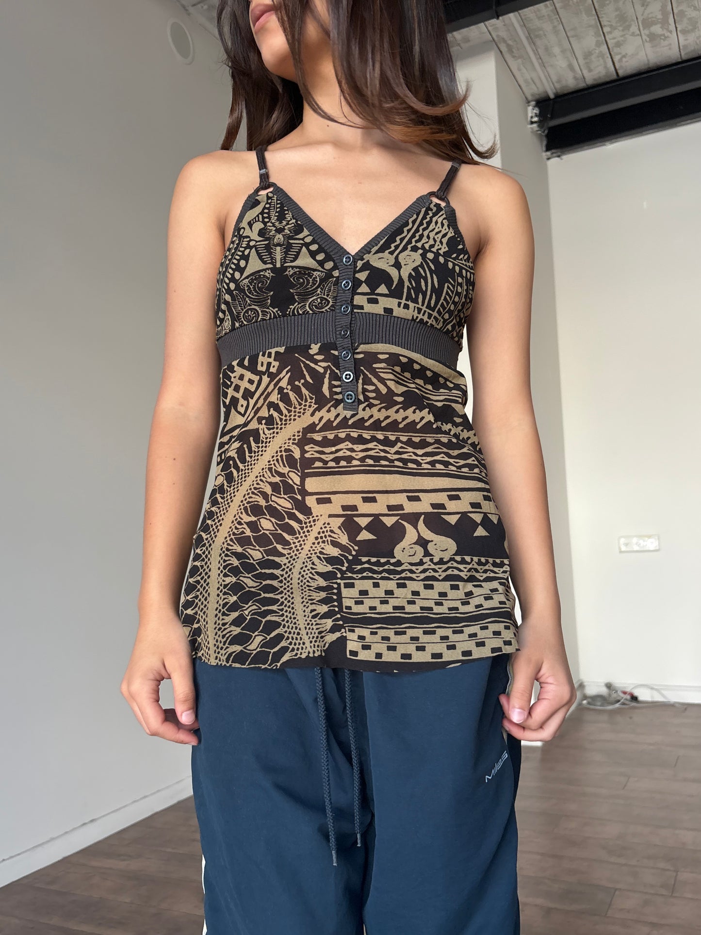 Tribal mesh top