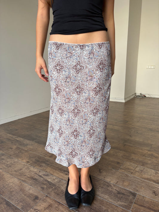 Tribal light blue & brown skirt