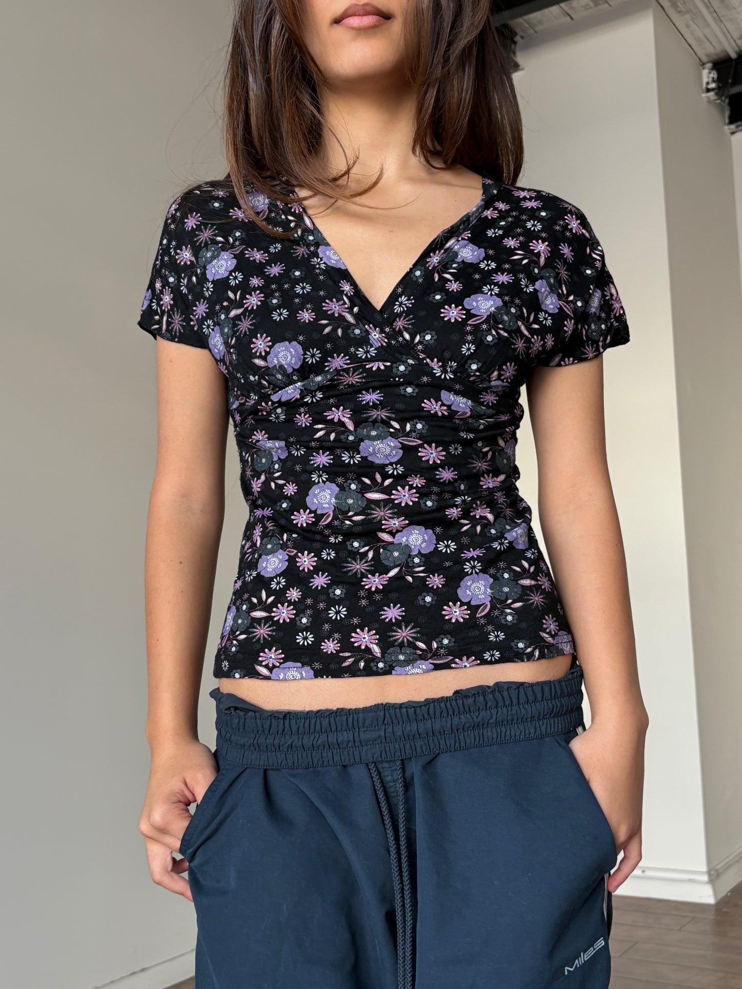 Floral top w tie up back detailing