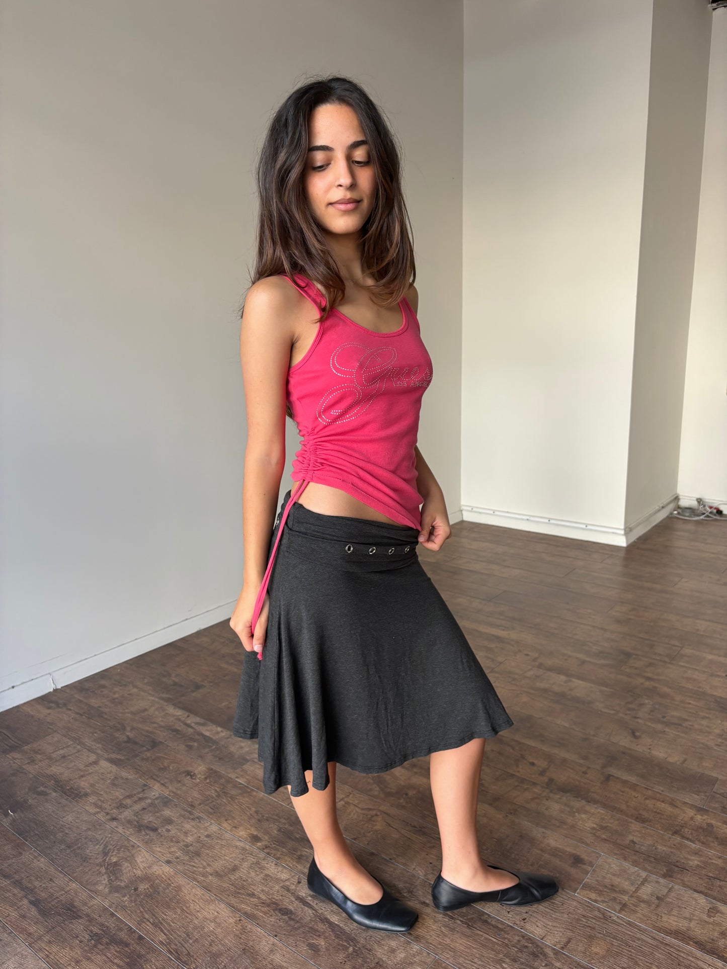 bedazzled guess pink top