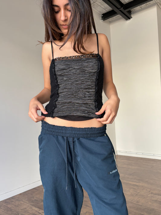 Detailed mesh crepe top