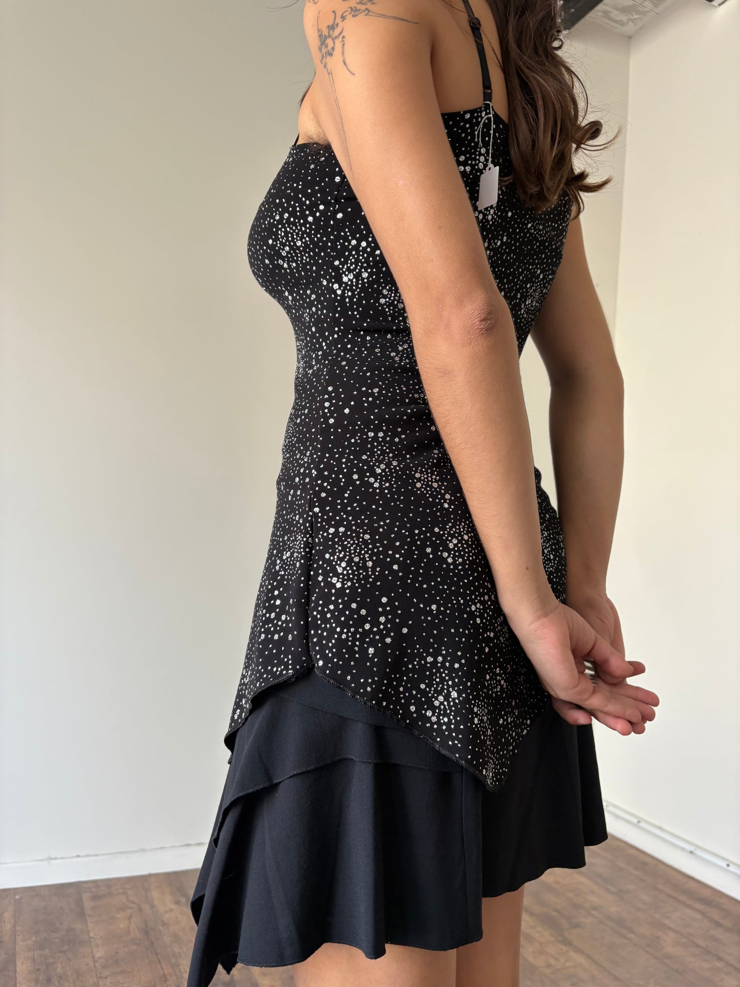 Asymmetrical glitter top