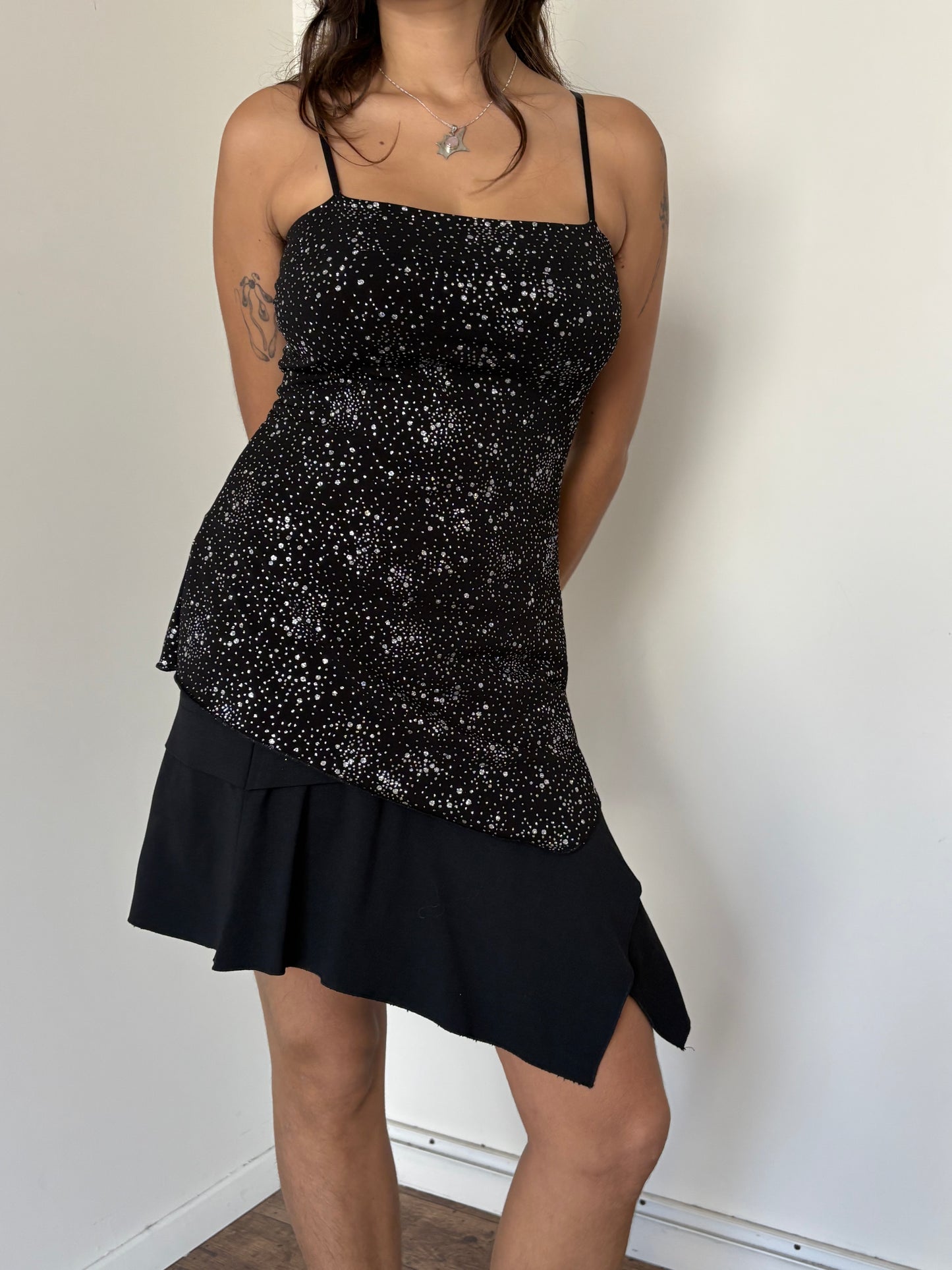 Asymmetrical glitter top