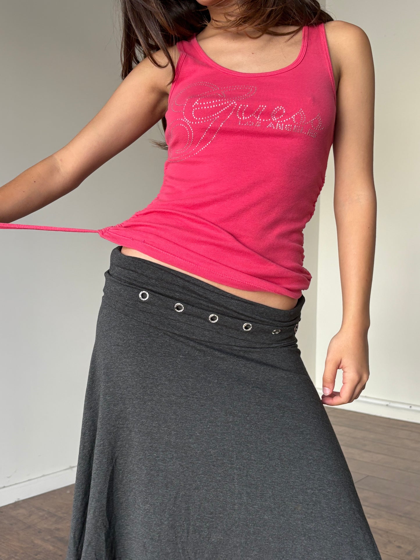 bedazzled guess pink top