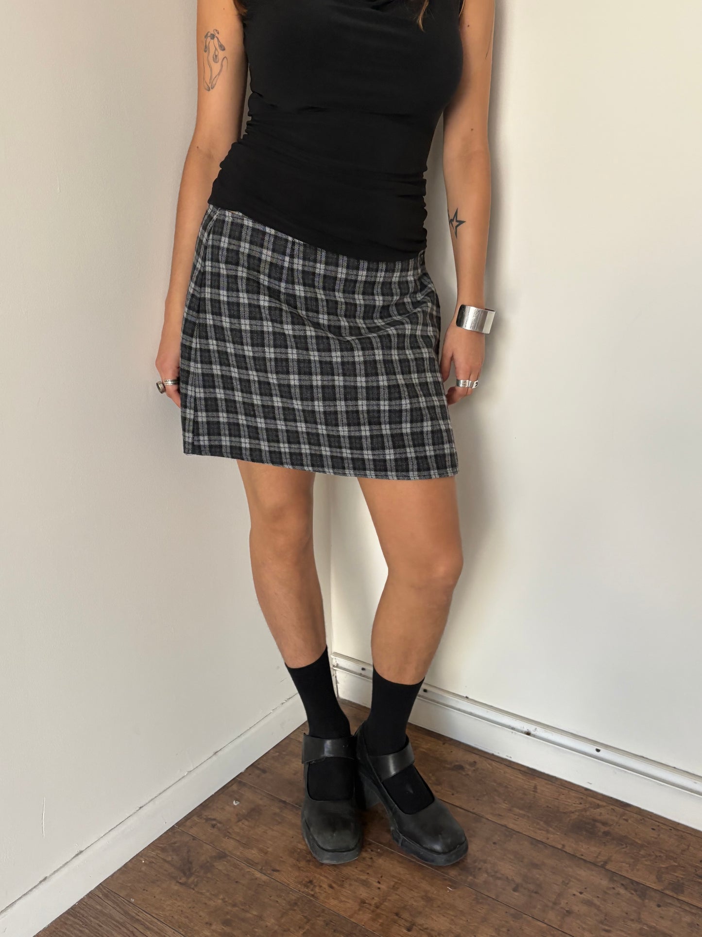 Wrap plaid skirt