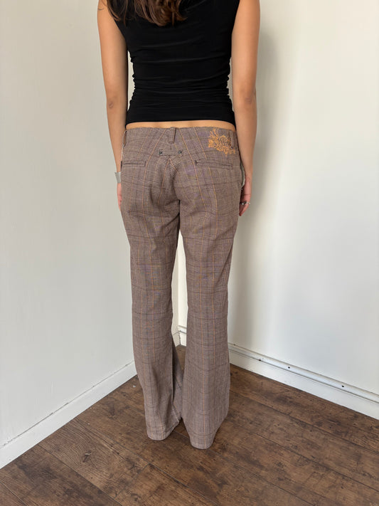 Low rise plaid tailored pants