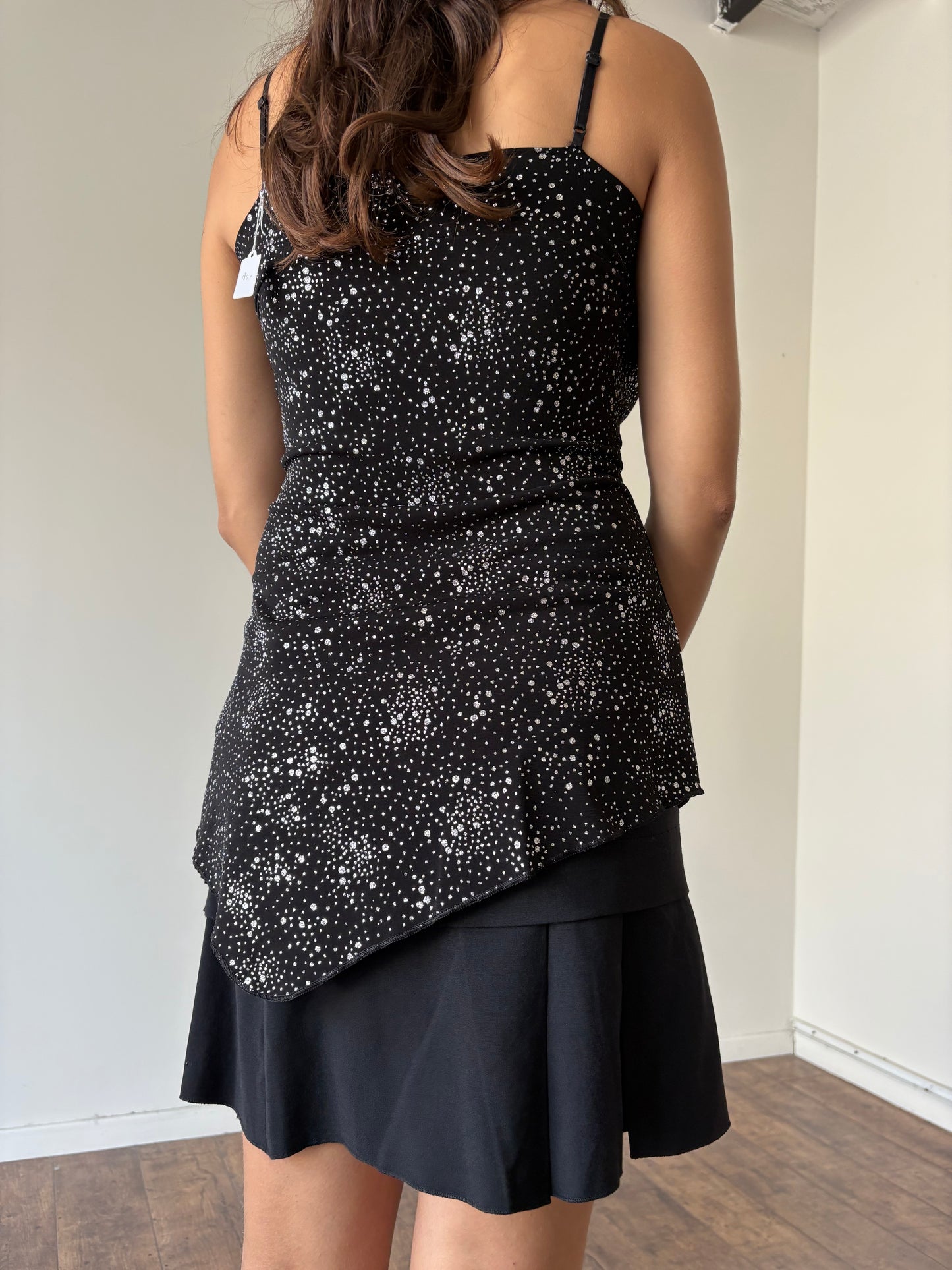 Asymmetrical glitter top