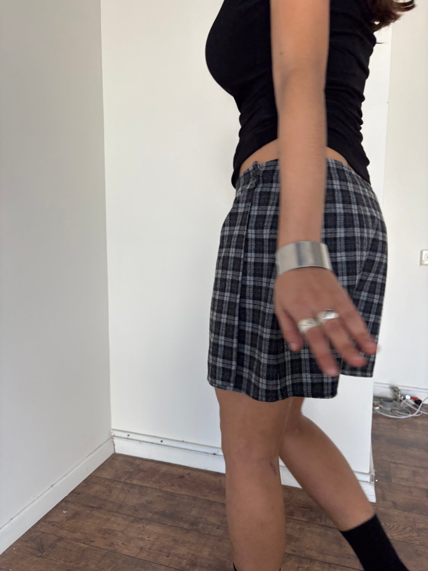 Wrap plaid skirt