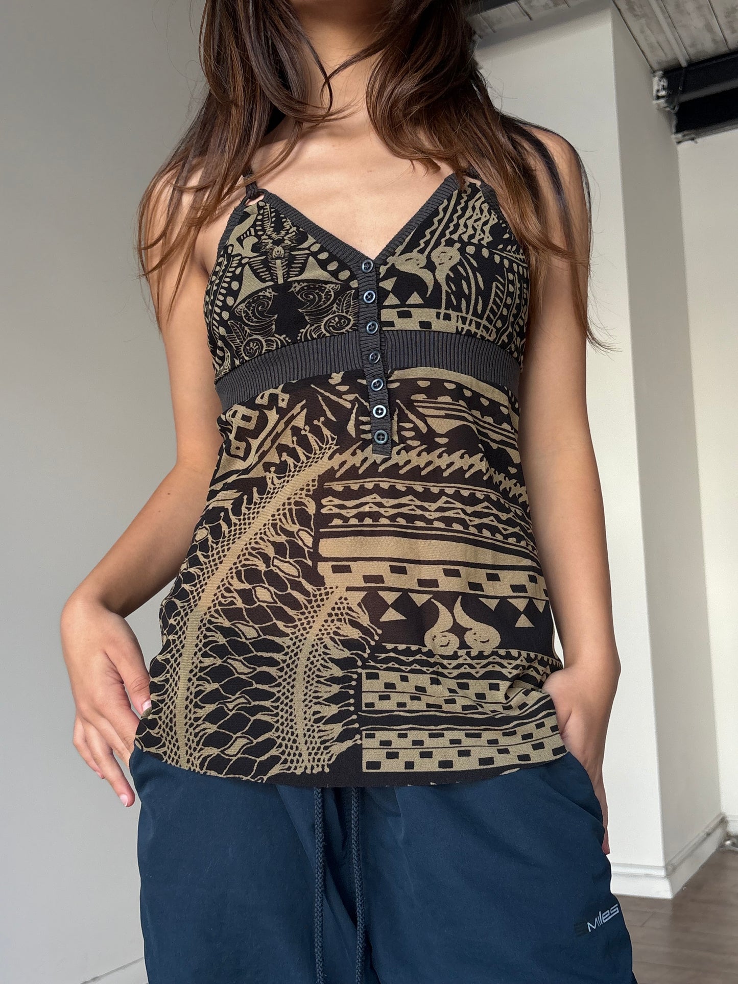 Tribal mesh top