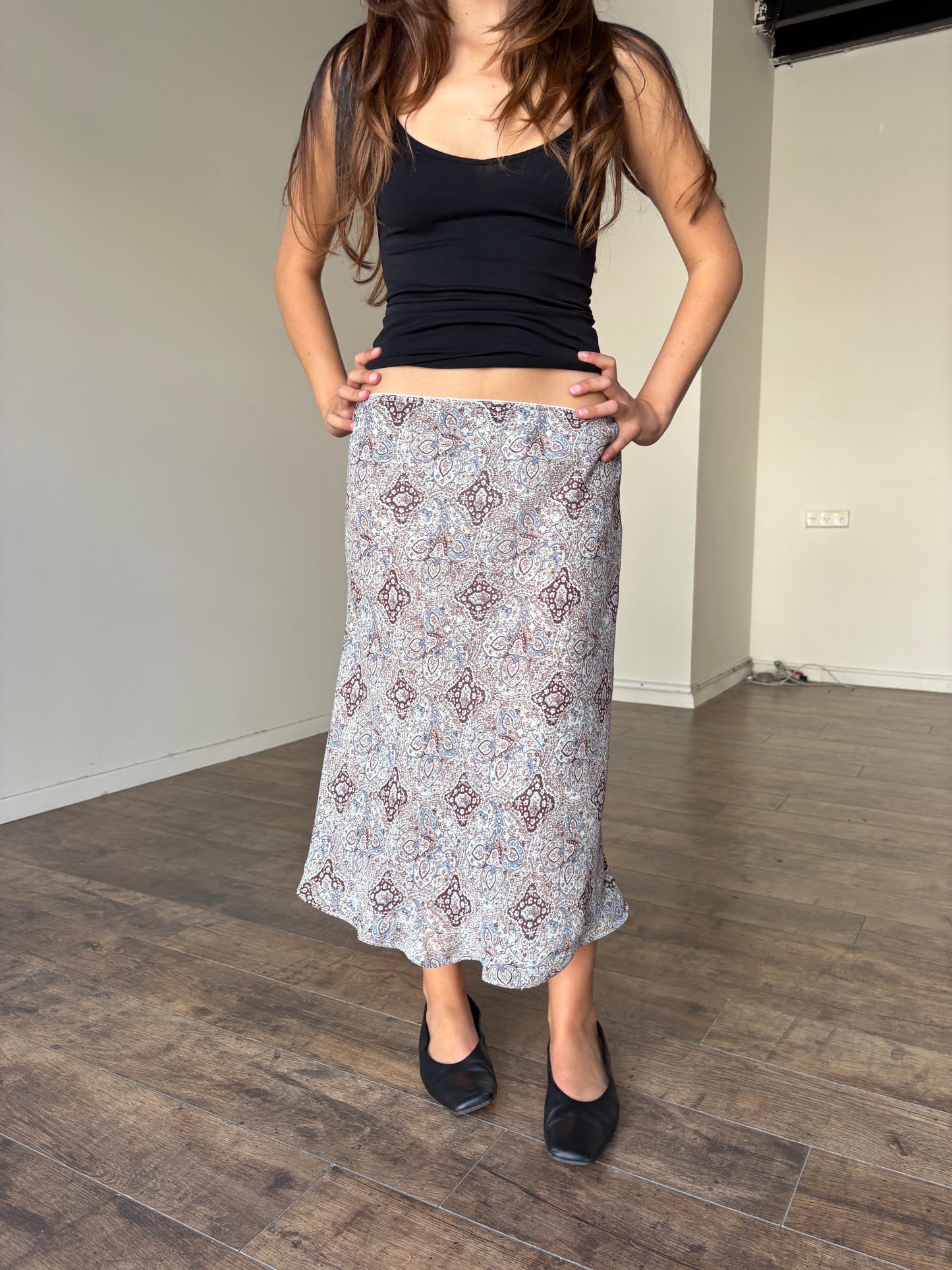 Tribal light blue & brown skirt