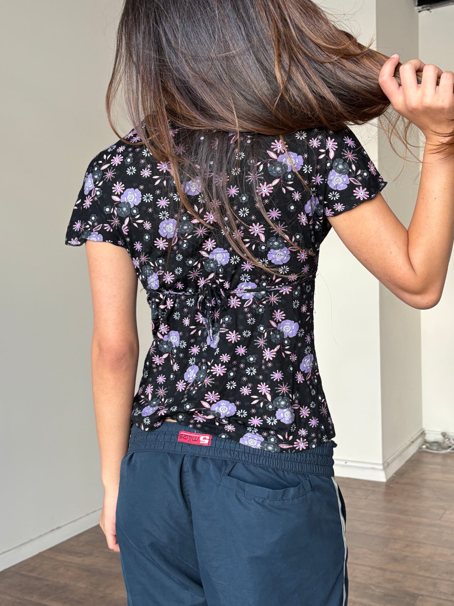 Floral top w tie up back detailing