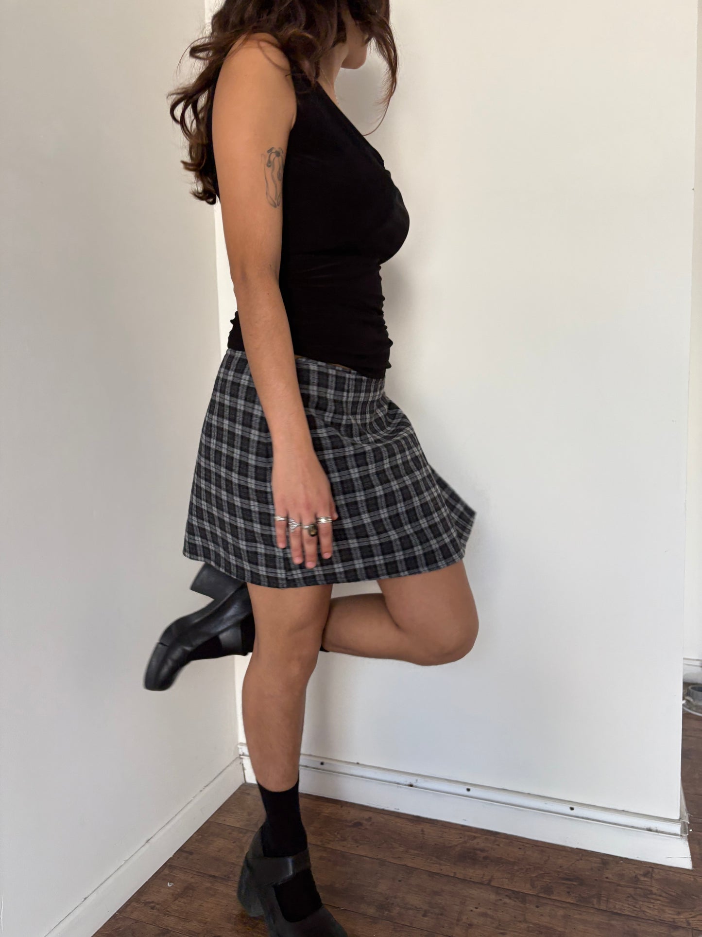 Wrap plaid skirt