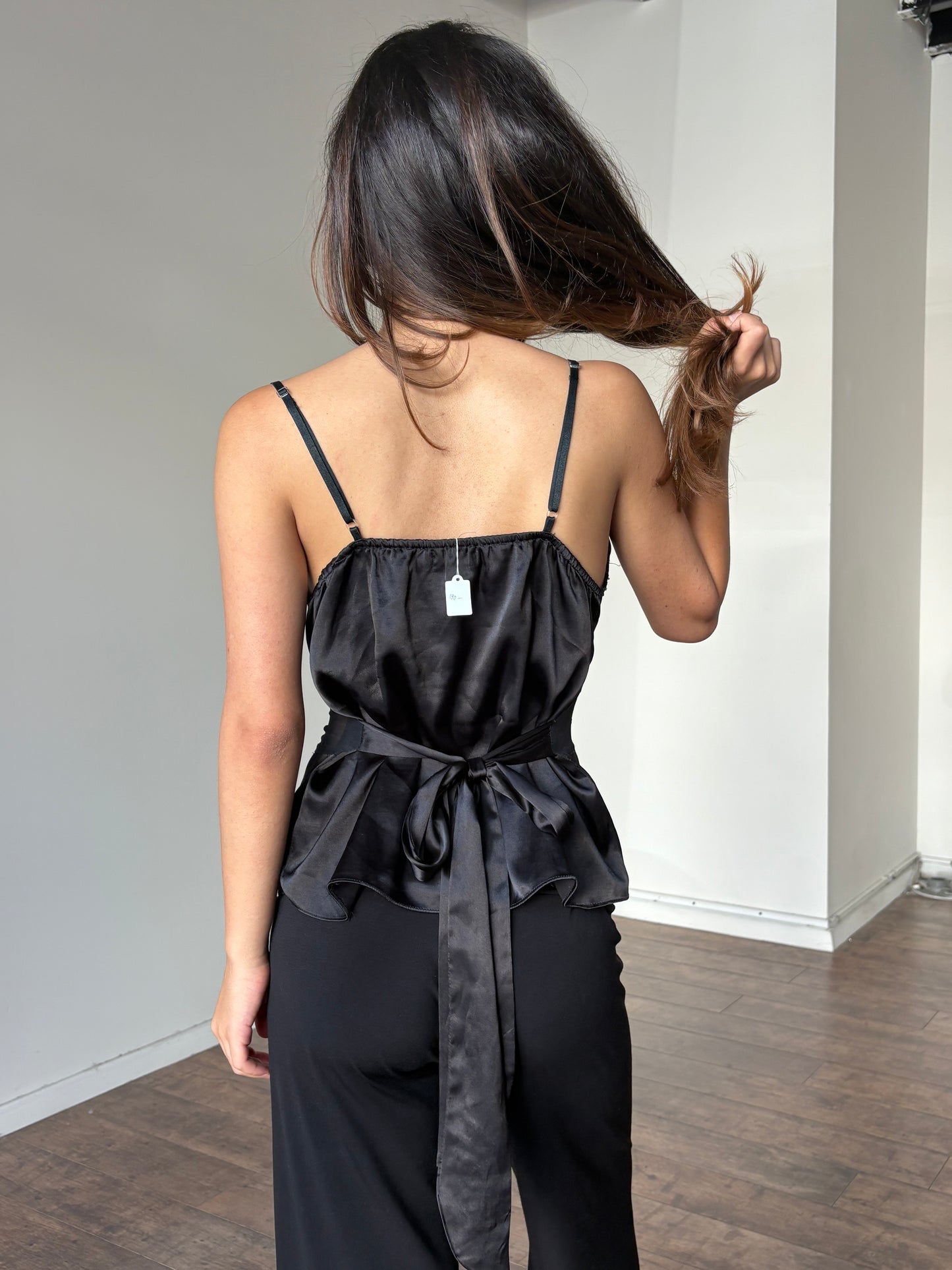 Beaded mesh tie up top