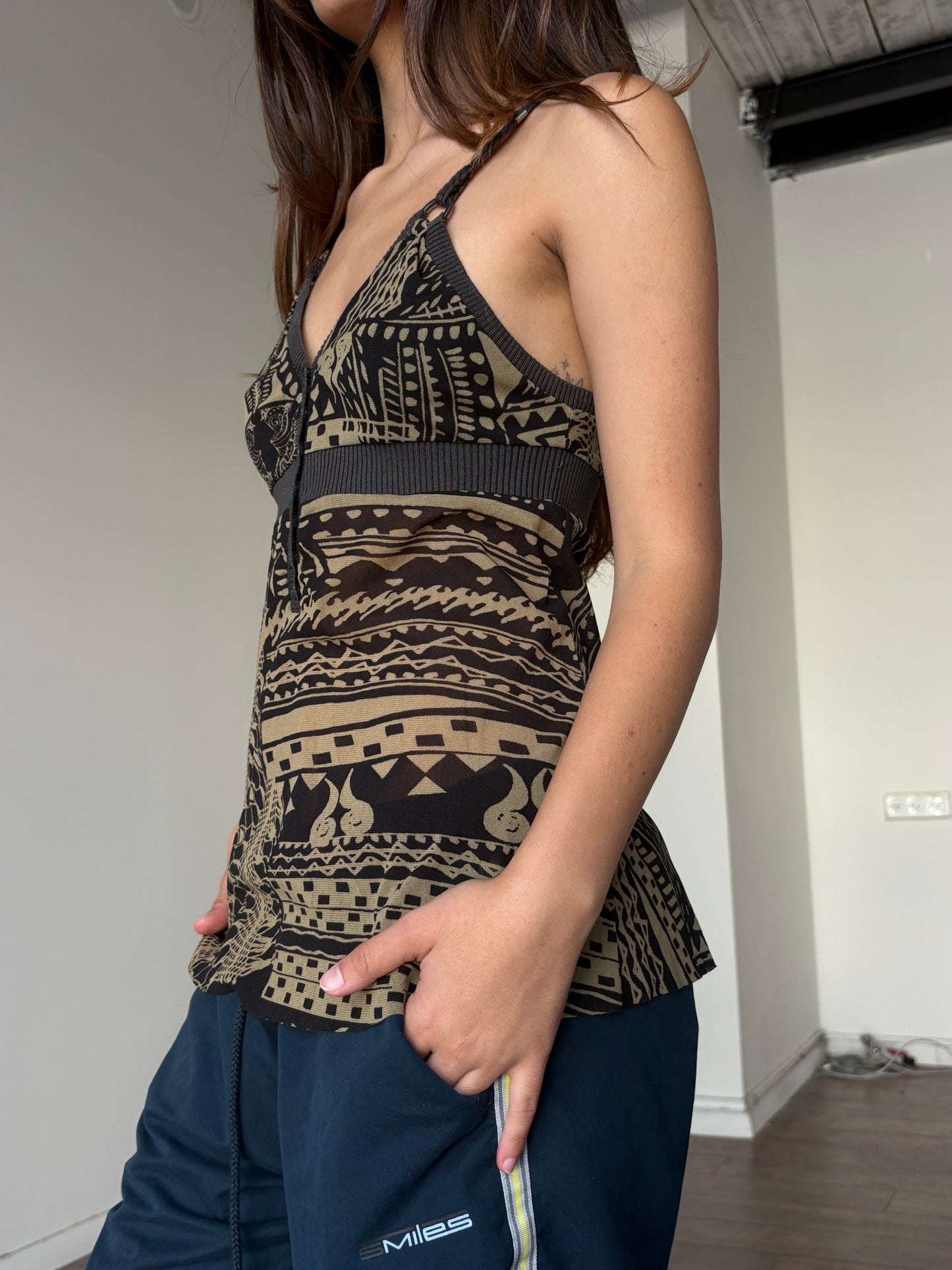 Tribal mesh top